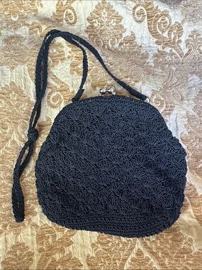Classic Black Handwoven Shoulder Bag